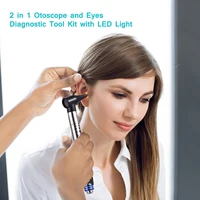 2 in 1 Otoscope and Eyes Diagnostic Tool Kit Portable Stainless Steel Handheld Optical Otoscope Ears Diagnostic Supplies 2