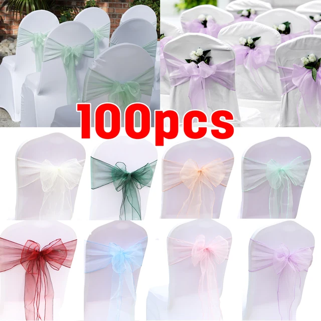 10/50/100PCS 17x275cm Organza Wedding Knot Bands Chair Sashes Party Banquet Event Arrangement Chair Bows Decoration