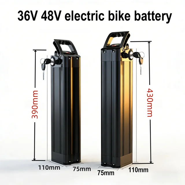 Batterie Li-Ion Silver Fish 11Ah 15Ah 17Ah 20Ah 24V/36V/48V avec chargeur 2A, pour moteur Bafang Silverfish 250W-1000W 1