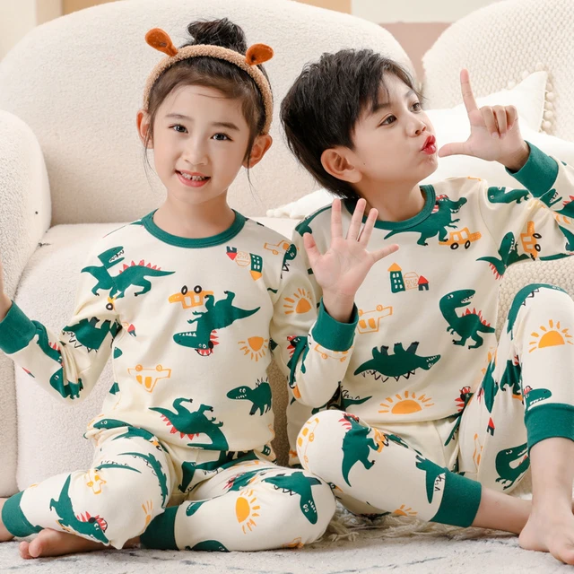 Pijamas de manga larga para niños y niñas, ropa de dormir de algodón,  conjuntos de pijamas para niños de 4, 6, 8, 10 y 12 años, invierno, 2024 -  AliExpress