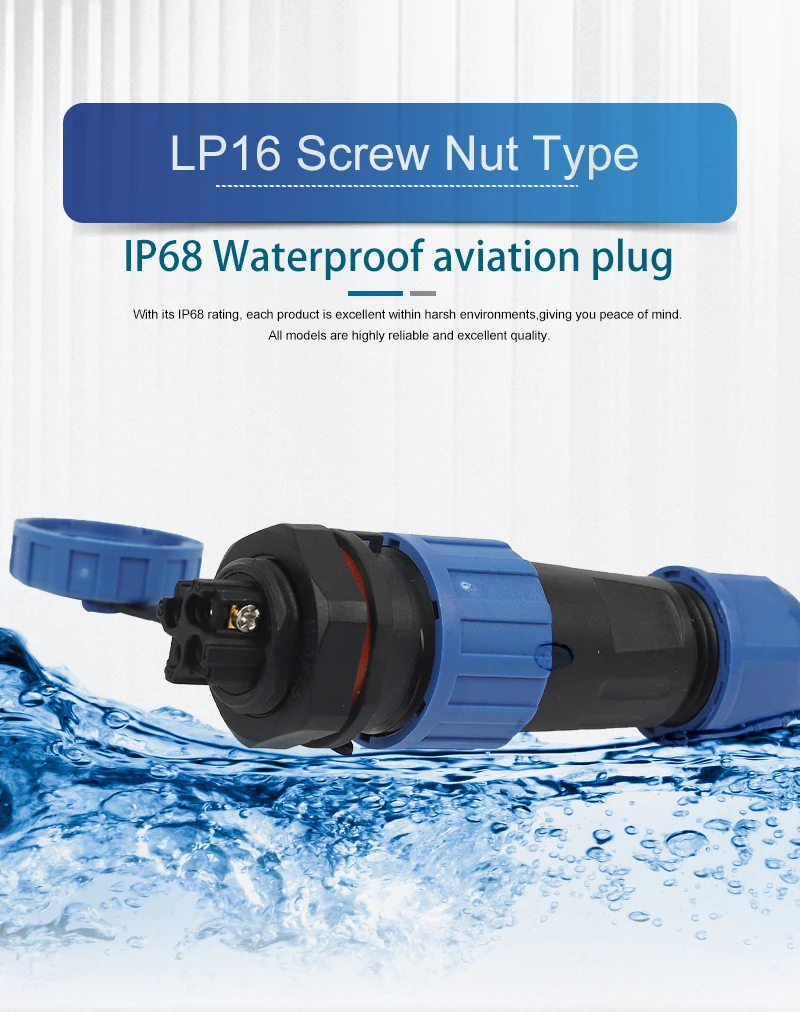 LP/SP16 Hintermutter Typ IP68 Wasserdichte Steckverbinder 2/3/4 Pin Keine Schweißschrauben Spleißkabel Steckdose Panelmontage Anschlussdose – Detail 5