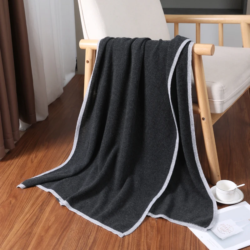 100% Cashmere Knitted Scarf Soft Warm Contrast Trim Fashion Accessory Winter Wrap Versatile Stylish Daily Wear Elegant Gift