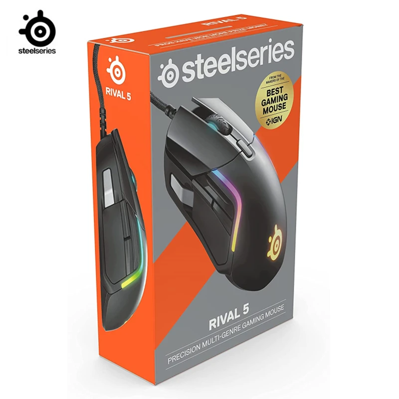 

Игровая мышь SteelSeries Rival 5, призмsync, RGB, программируемые кнопки FPS, MOBA, MMO,Battle Royale TrueMove, воздушный оптический датчик