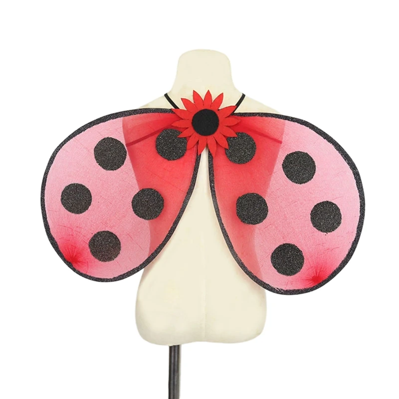 

Women Girls Fairy Ladybug Wings Cosplay Costumes Accessories Halloween Insect Theme Party Kids Dress Up Clothes Prop Fairy Wings