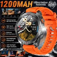 Montre connectée militaire authentique ChiBear pour hommes : batterie 1200 mAh, boussole, GPS, montre de sport et d'extérieur, appel Bluetooth, montre connectée 2026 Nouveauté 1