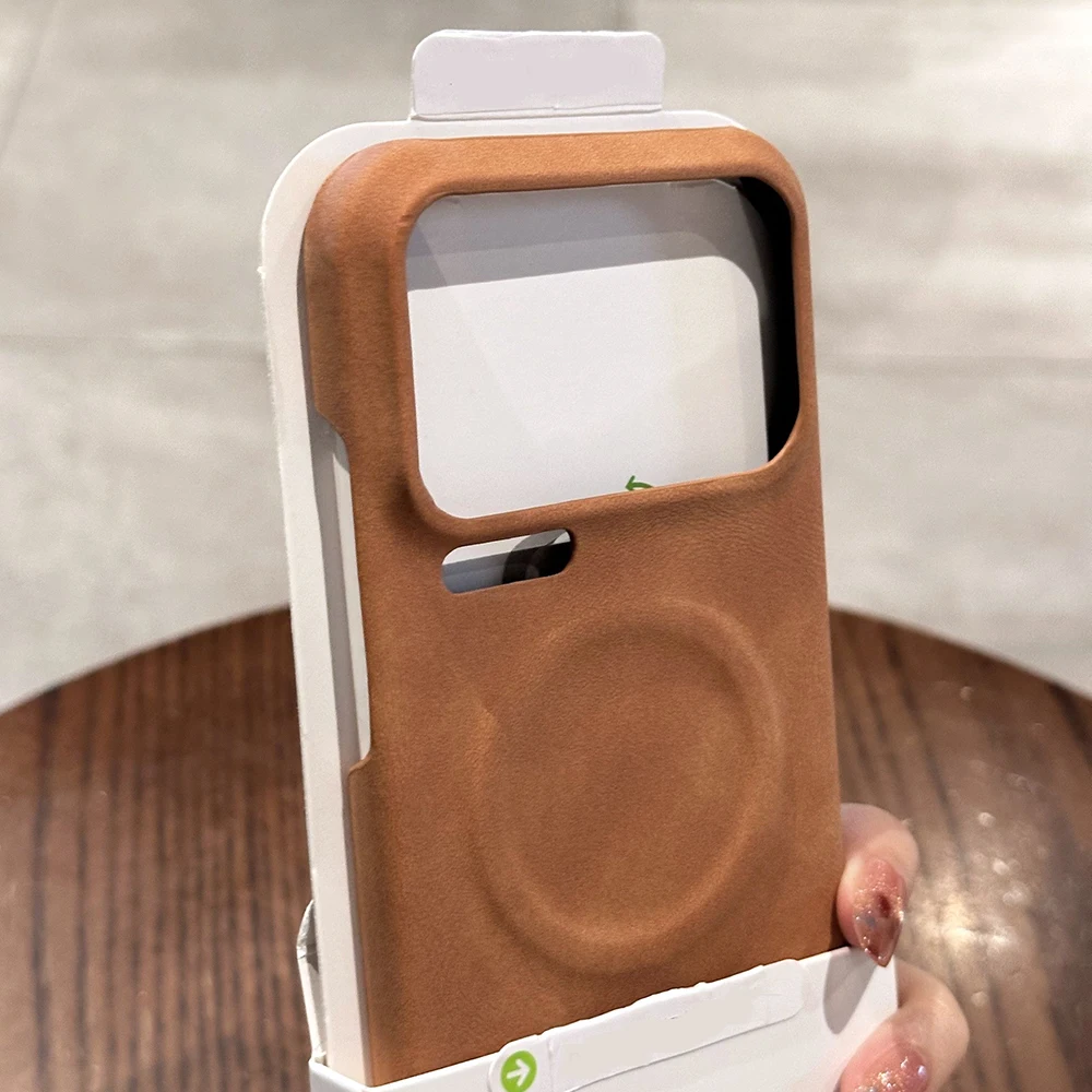 Retro Sheepskin Leather Magnetic Shockproof Matte Case with Magsafe Compatibility