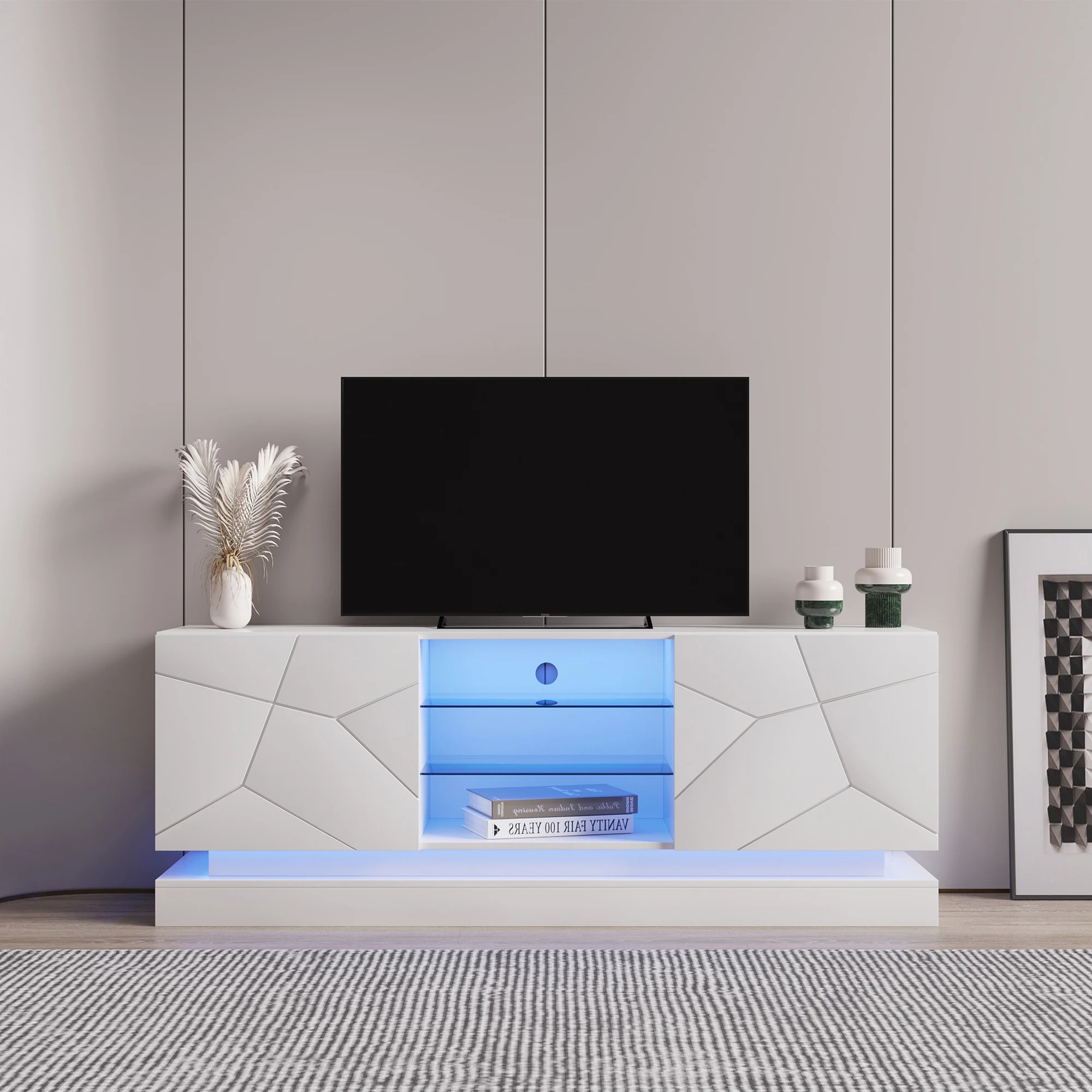 

[Flash Sale]TV Cabinet Wholesale White TV Stand Modern LED TV Cabinet W/Storage Drawers Living Room Entertainment Center Media