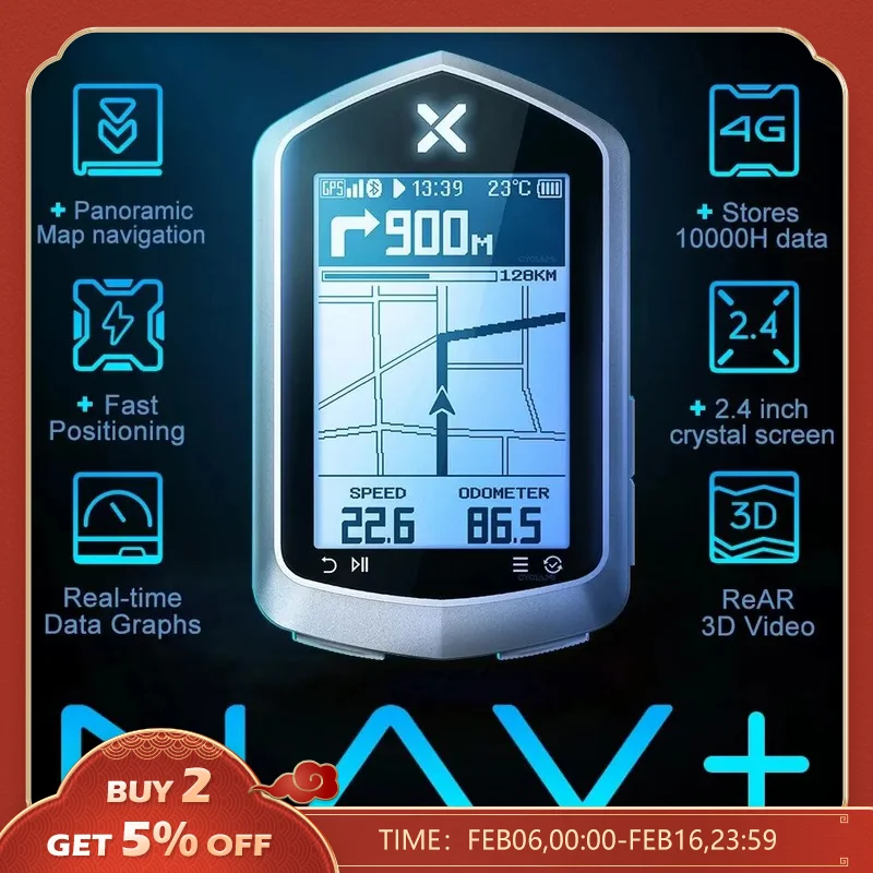 Xoss Nav Plus Nav2 Nav + Bike Computer Gpsbicycle Riding Ciclismo Mappa Percorso Navigazione Mtb Roadwireless Tachimetro Contachilometri