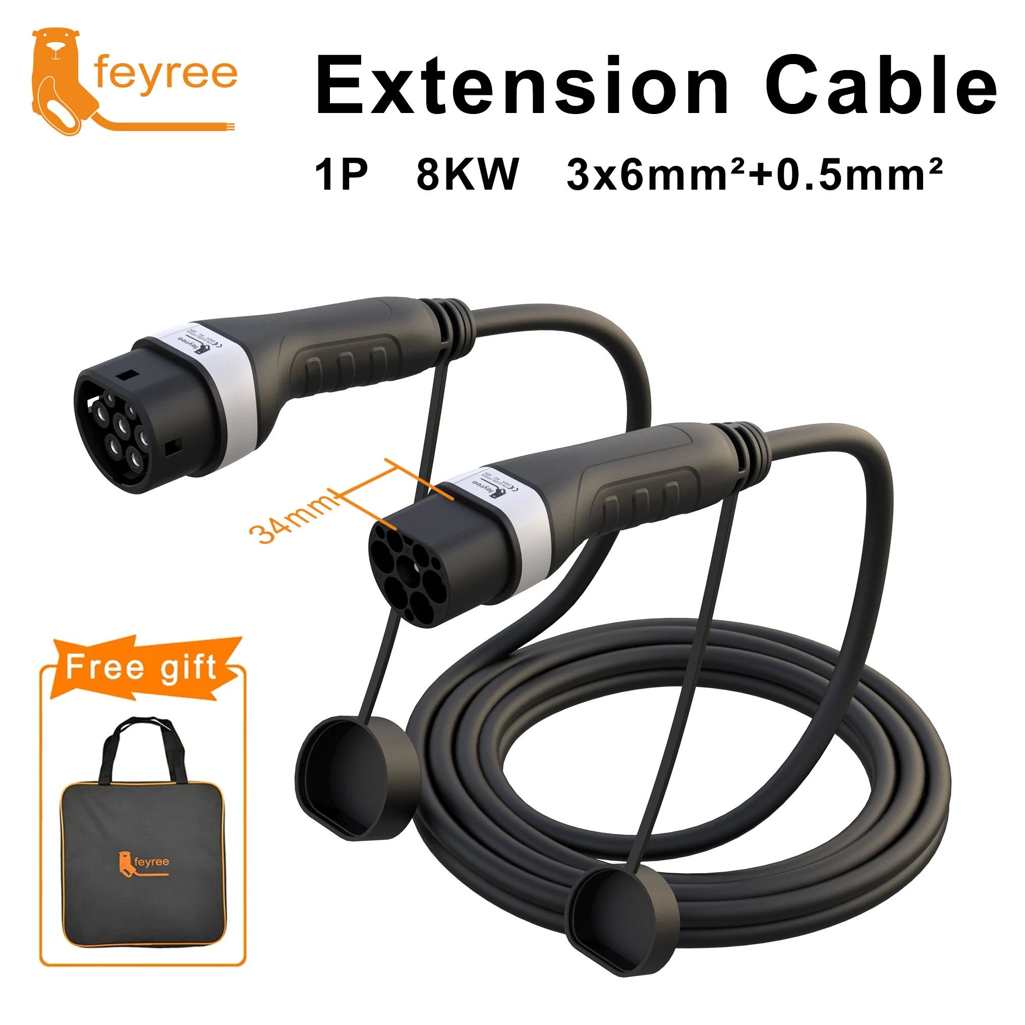Feyree Electric Vehicle Household Commercial Charging Pile Second Generation Ac Charging Gun European Standard Double Gun Head 5m Cable