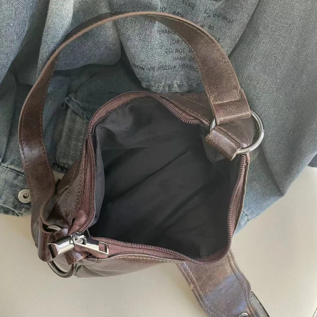 2025 Spring Hot Selling Maillard Style Retro Style Small Bag Spicy Girl Y2K Wasteland Style Vintage Leather Shoulder Armpit Bag 5