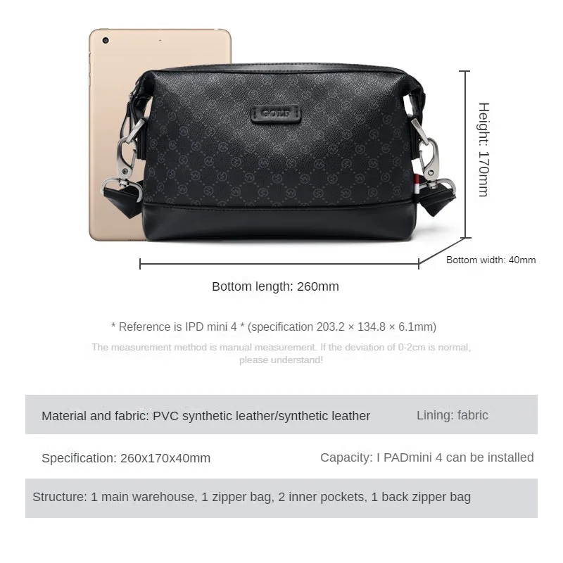 Borsa a tracolla singola da uomo GOLF - immagine 2