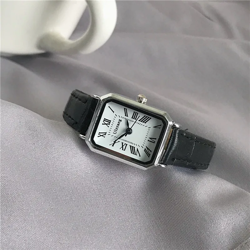 Часы в стиле ретро, Классические повседневные кварцевые часы с кожаным ремешком, прямоугольные часы, модные наручные часы для женщин, наручные часы часы женские прямоугольные кварцевые серебристые в стиле ретро с кожаным ремешком 2020