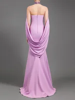 HIGH STREET Newest 2026 Designer Vestido Women's Diamonds Beaded Backless Cape Sleeve Floor Length Maxi Long Dress - Image 2