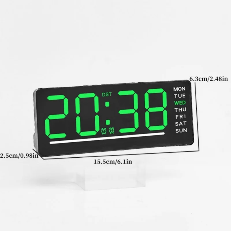 USB Powered LED Alarm Clock with Dual Alarms, Snooze Function, Adjustable Brightness, and Night Mode