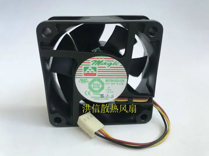 

Original MAGIC 6025 MGT6012LR-O25 DC12V 0.11A 3-wire silent fan