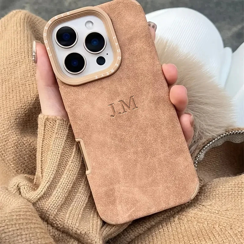 Personalized Luxury Suede Phone Case with Custom Name Design