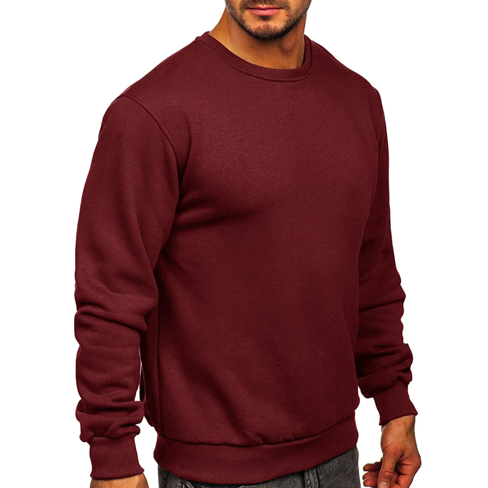 

Male Spring And Autumn Soild Color Long Sleeve Sweater Drop Shoulder Casual Round Neck Streetwear Hip Hop Outdoor Clothing