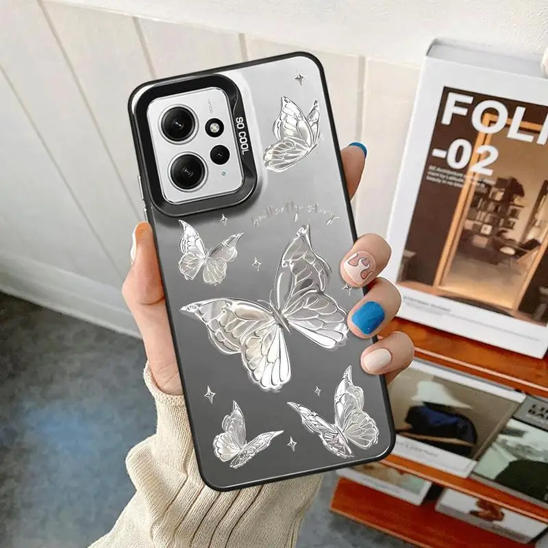 Art Schöne Schmetterlingsabdeckung Telefonhülle für Xiaomi Redmi A1 A2 Plus A3x 12 13 12C 13C 5G Poco C50 C51 C61 X3 NFC TPU Soft Shell_voghion.com