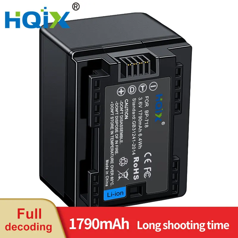 Hqix Per Canon Legria Hf R36 R46 R38 R56 R66 R76 R86 R306 R506 R606 R706 806 Ivis Hf R800 Fotocamera Bp-718 Batteria Del Caricatore