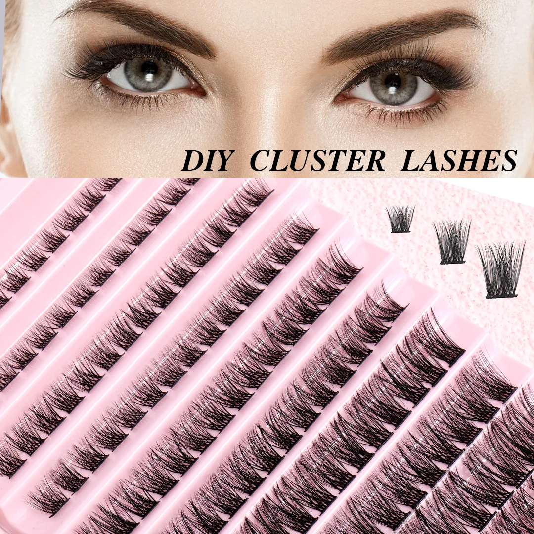 

Cluster Lashes DIY Eyelash Extension 140pcs C Curl Individual Lashes Mixed Tray Faux Mink Lash Clusters Elashes Segmented Lashes