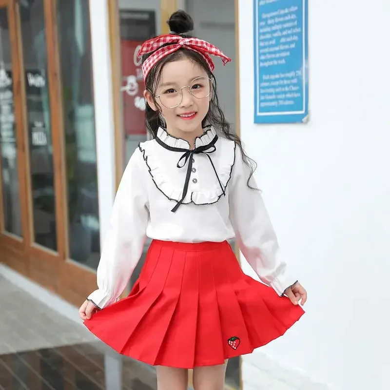 Girl Pleated Skirts School Children Clothing 2 4 6 8 10 12 13 14 Years Baby Girl Skirt with Shorts Pink Student Kids Tutu Skirt