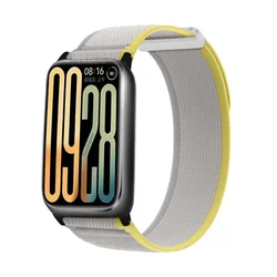 Nylon Loop Strap Sports Watchband Bracelet Accessories - Mi Band 9 Pro (Grey yellow)