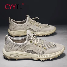 

CYYTL 2022 Summer New Walking Shoes for Men Slip on Sneakers Breathable Mesh Leather Travel Hiking Casual Tennis Driving Loafers