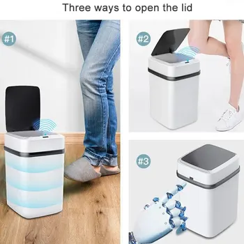 Kitchen Trash Bin 13L Bathroom Touch Trash Can In The Toilet Smart Garbage Bucket Waste Bins Dustbin Smart Trash Can Kitchen 3