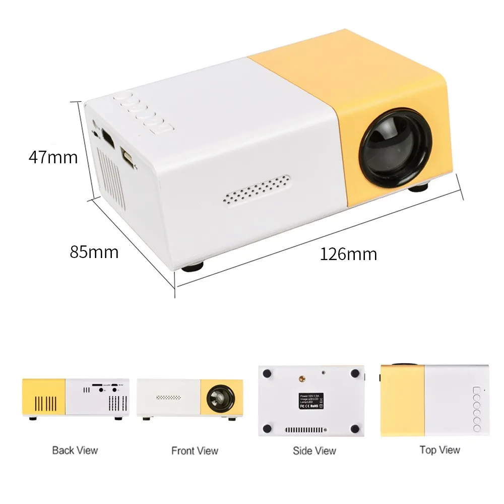 YG300 Mini LED Projector Yg300 Upgraded Version 1000 Lumen 320x240P HDMI-compatible USB Audio Home Media Player Beamer portable projector