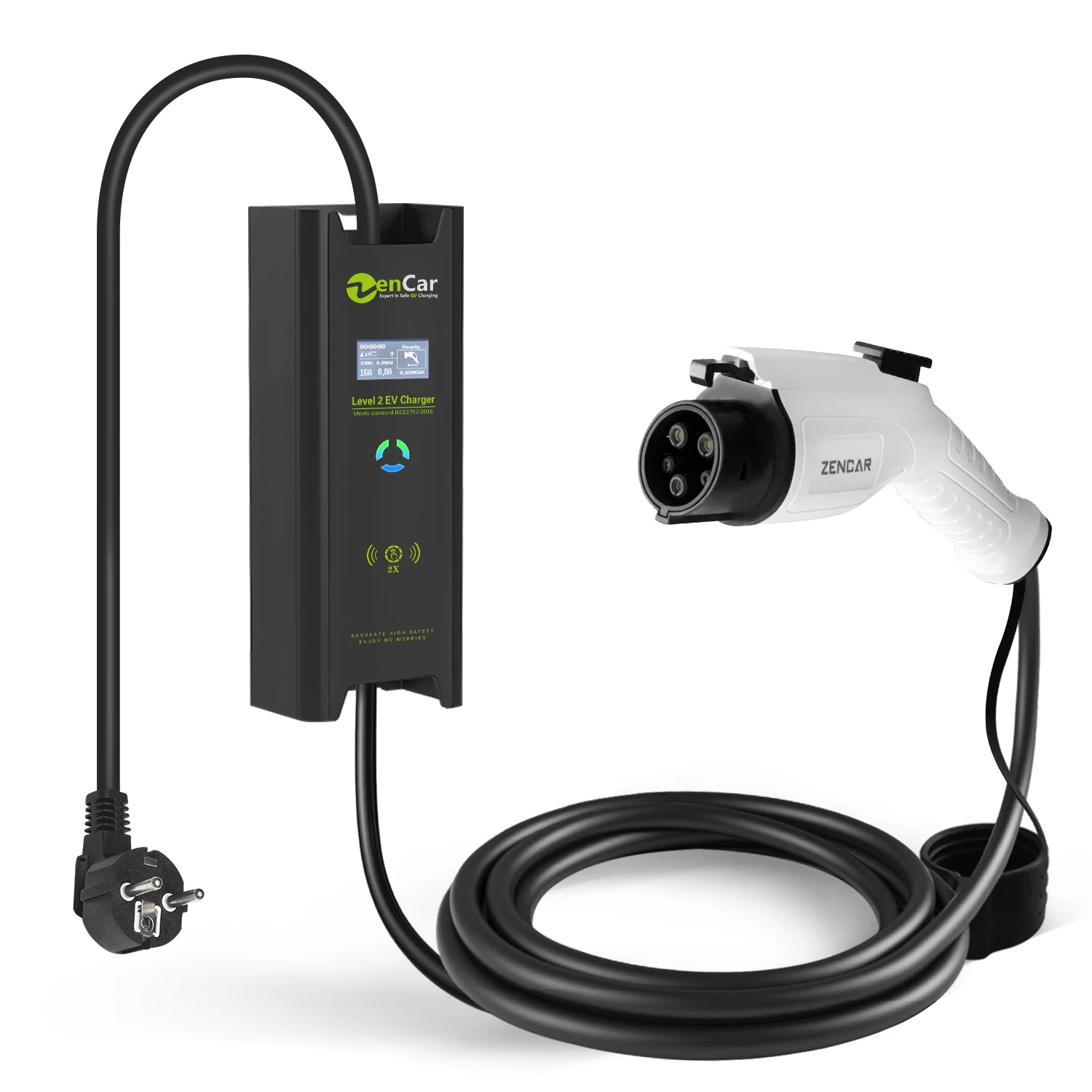 Caricabatteria Per Auto Elettrica Zencar J1772 Tipo 1 Spina Ev Schuko Livello 2 16A Evse 220V 3.6Kw Ricarica Rapida Wallbox Mobile 8A 10A 12A Tuv
