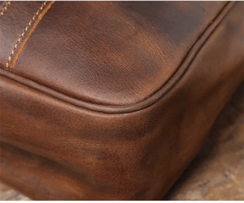 Vintage große Kapazität Crazy Horse Rindsleder Herren Einkaufstasche natürliche echtes Leder Arbeitshandtasche Shopping Schulter Messenger Bags – Detail 20