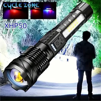 Powerful XHP50 Flashlight Zoomable Flashlight Handheld Lighting Night Work Emergency Torch for Outdoor Camping Fishing Lantern