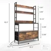 5-Tier Free Standing Bakers Rack with Power Outlet, Metal Kitchen Storage Shelf Organizer with Hooks and Baskets, Industrial Mic 2