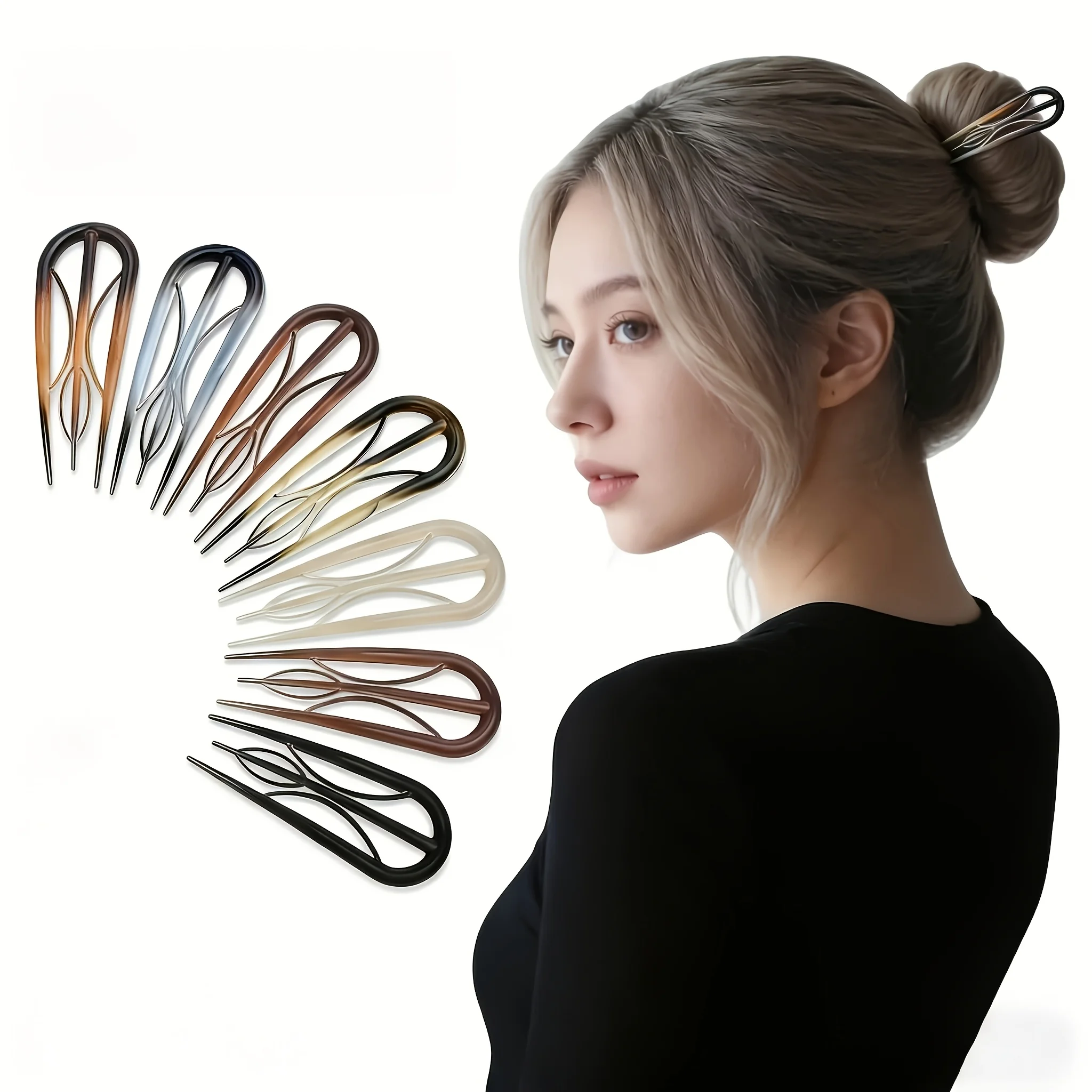 1/3/6 Stück U-förmige Haarstäbe Haargabeln Frisurwerkzeuge Haarnadeln Geometrische Haaraccessoires für Frauen und Mädchen – Detail 7