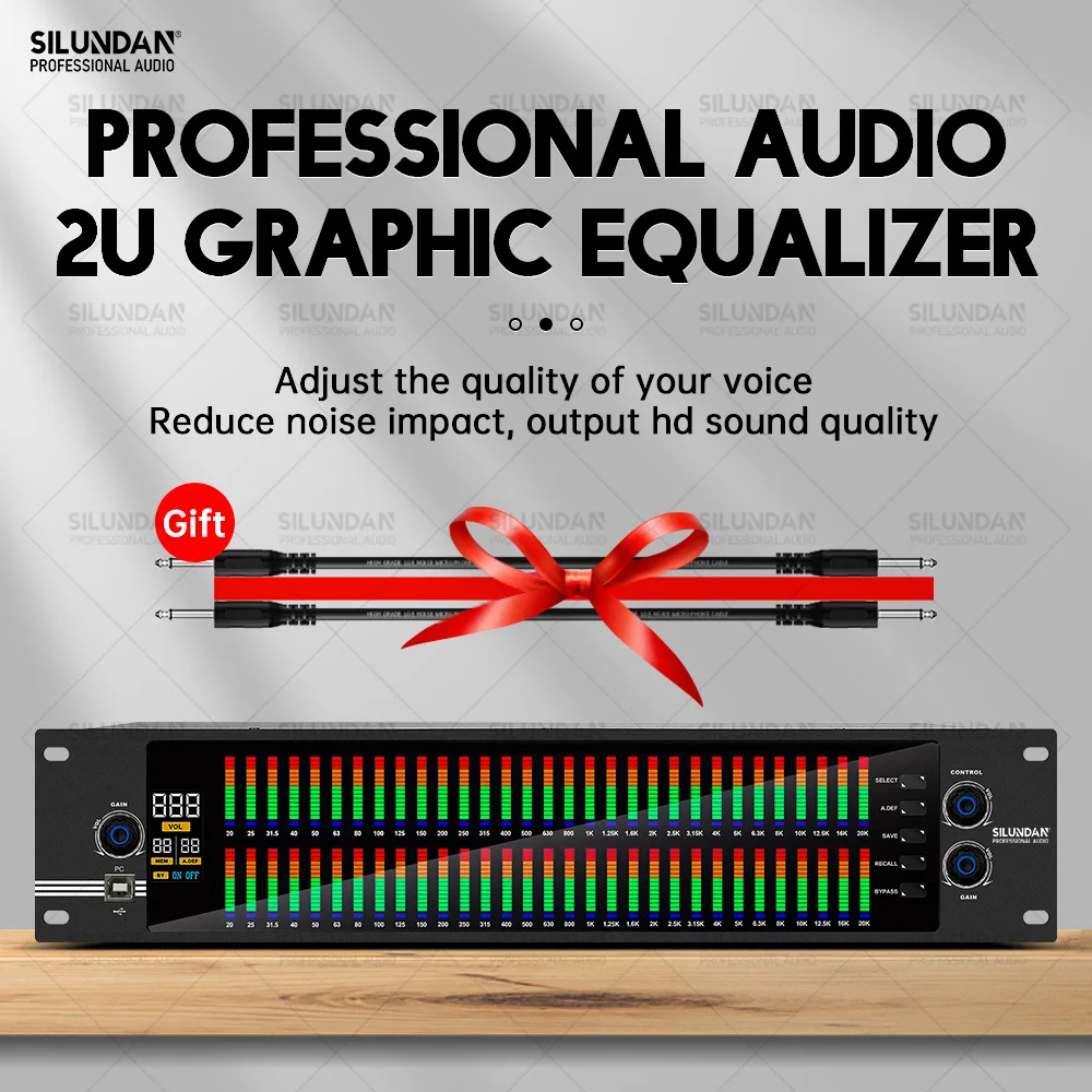 Professional DJ System New Graphic Equalizer 2U Dual 31 Bands Audio Digital Effect DSP Processor Stage Home Karaoke With Squelch