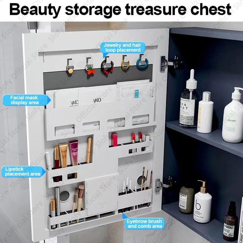Multifunctional Bathroom Vanity Beauty Mirror Cabinet Integrated With Artistic Ceramic Vessel Sink Modern Bathroom Furniture
