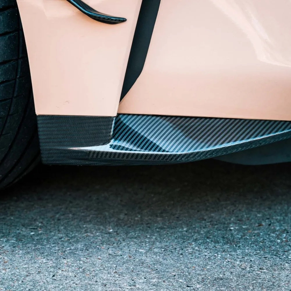 BMW M3 M4 G80 G81 G82 리얼 카본 파이버 프론트 범퍼 펜더 플레어 코너 트림 패널 자동차 외부 스타일링 액세서리 키트 세트