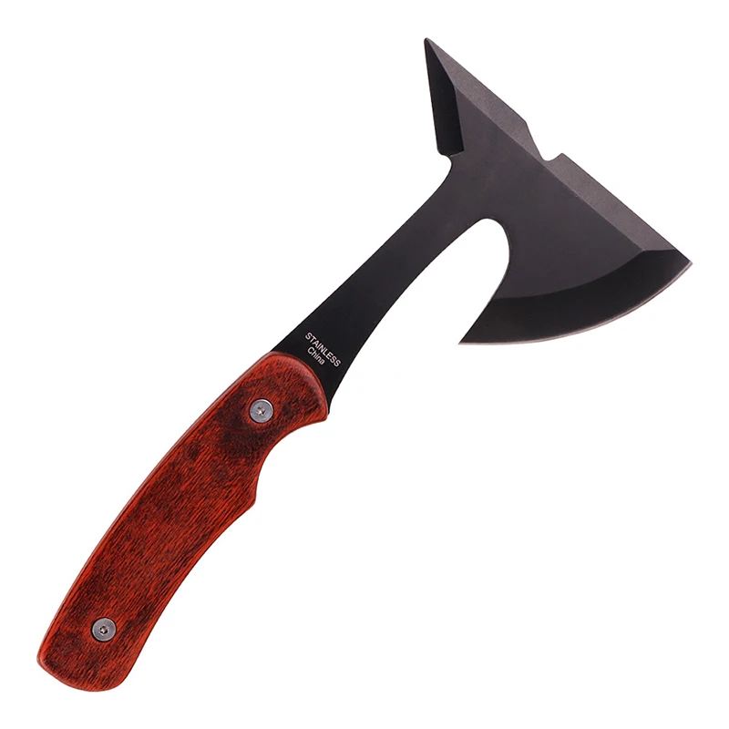 New multifunctional axe with wooden handle for chopping firewood, multi-purpose hand axe mini axe tactical axe for outdoor camping and survival, multi