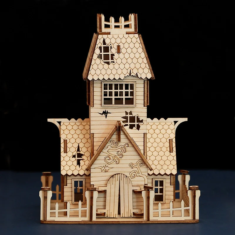 

New Halloween Series DIY Ghost House Wooden Puzzle Children's Manual Halloween House Educational Toys