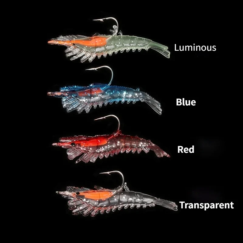 VGEBY Leurre de pêche à la crevette lumineux 3.5g avec hameçons à
