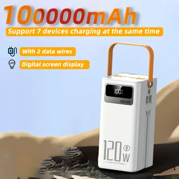 L'alimentatore mobile esterno di grande capacità con ricarica rapida da 120 W 100000 mAh supporta 7 dispositivi per caricare lo stesso tempo