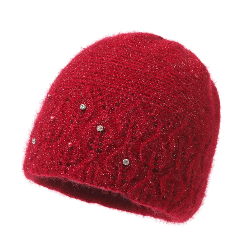 Elegante Winter Hut Weibliche Plus Veet Gestrickte Visiere Hüte Für Frau Mama Oma Kappe Herbst Mode Skullies Beanies_voghion.com