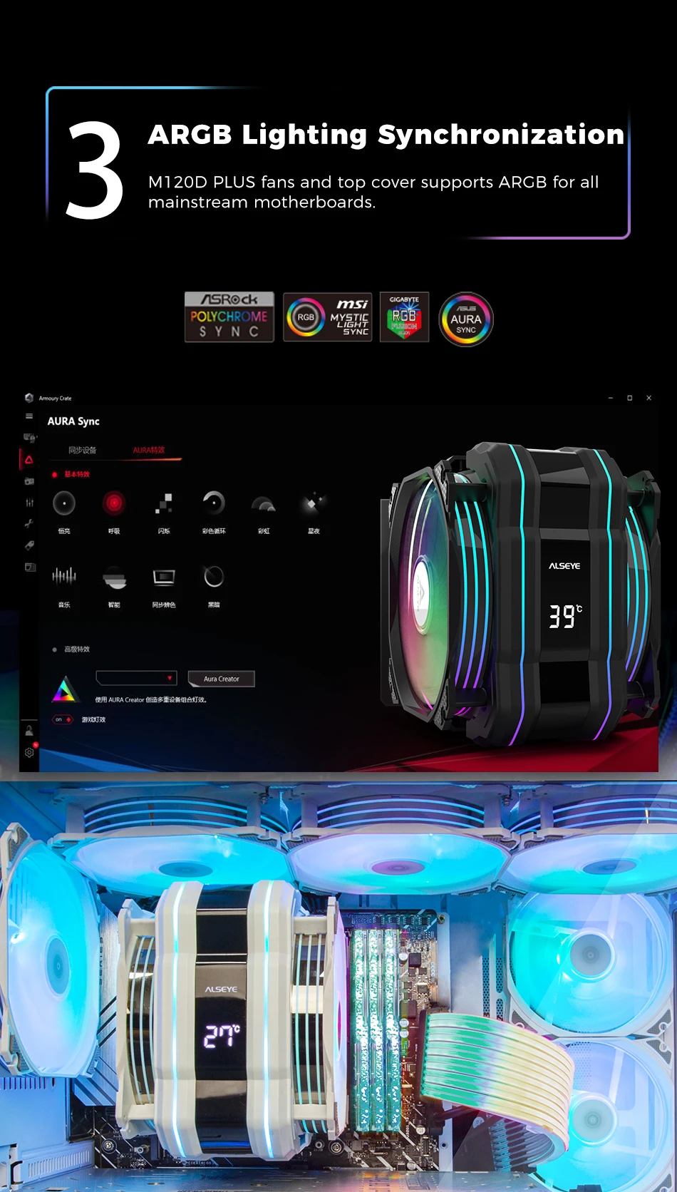 6heat-pipe para intel lga1200 cobertura superior iluminação