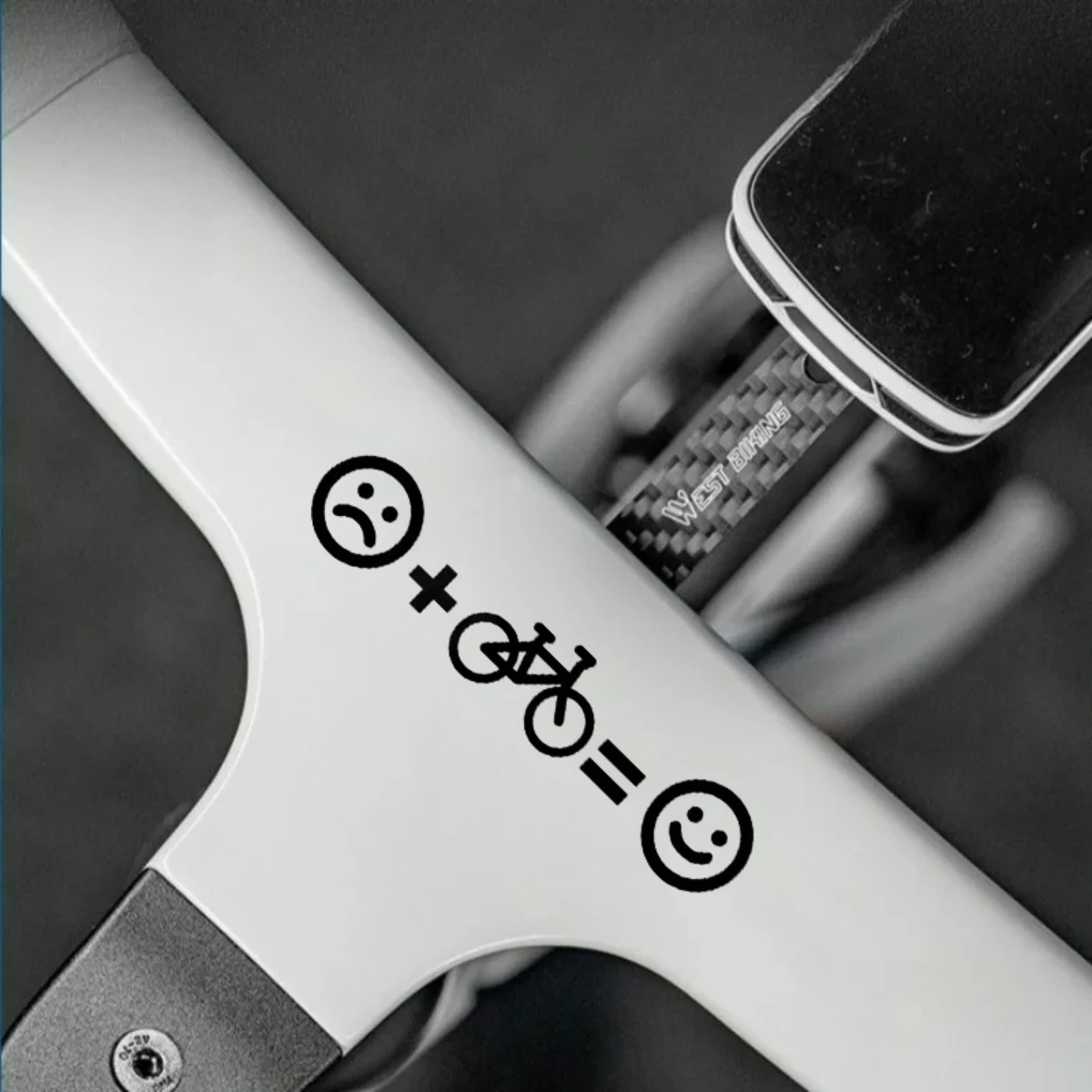 Trauriges Gesicht Fahrrad Glückliches Gesicht Mathematikformel Vinyl-Aufkleber Wasserdichte Aufkleber für Fahrradrahmen Laptop-Dekoration – Detail 15