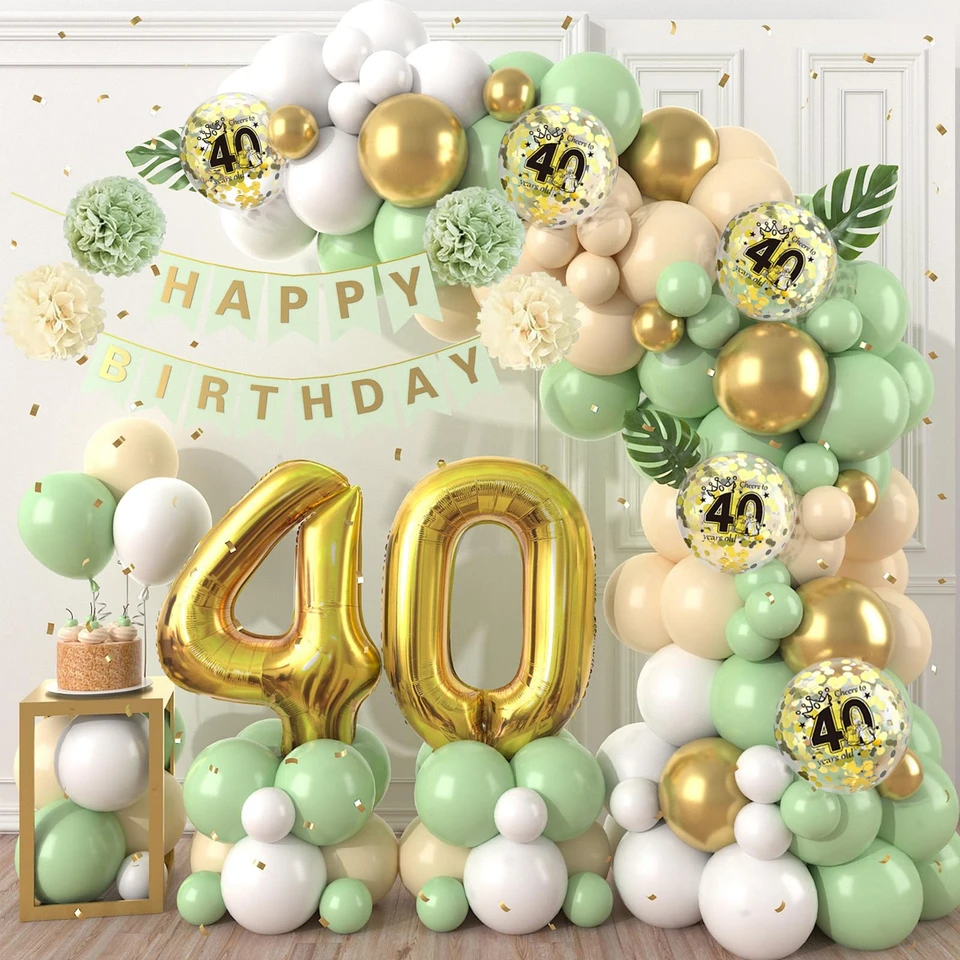 Kit Guirlande Ballon Vert Sauge, 126 Pièces Arche Ballons Vert Et Or Decoration Fête Anniversaire Ballon Vert Olive Pour Garçons Filles Baby Shower,Jungle,Décoration De Mariage,Bapteme Champetre