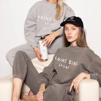 Letter Print Ladies Sweatshirt simple casual fashion pullover tops + elastic waist sports trousers