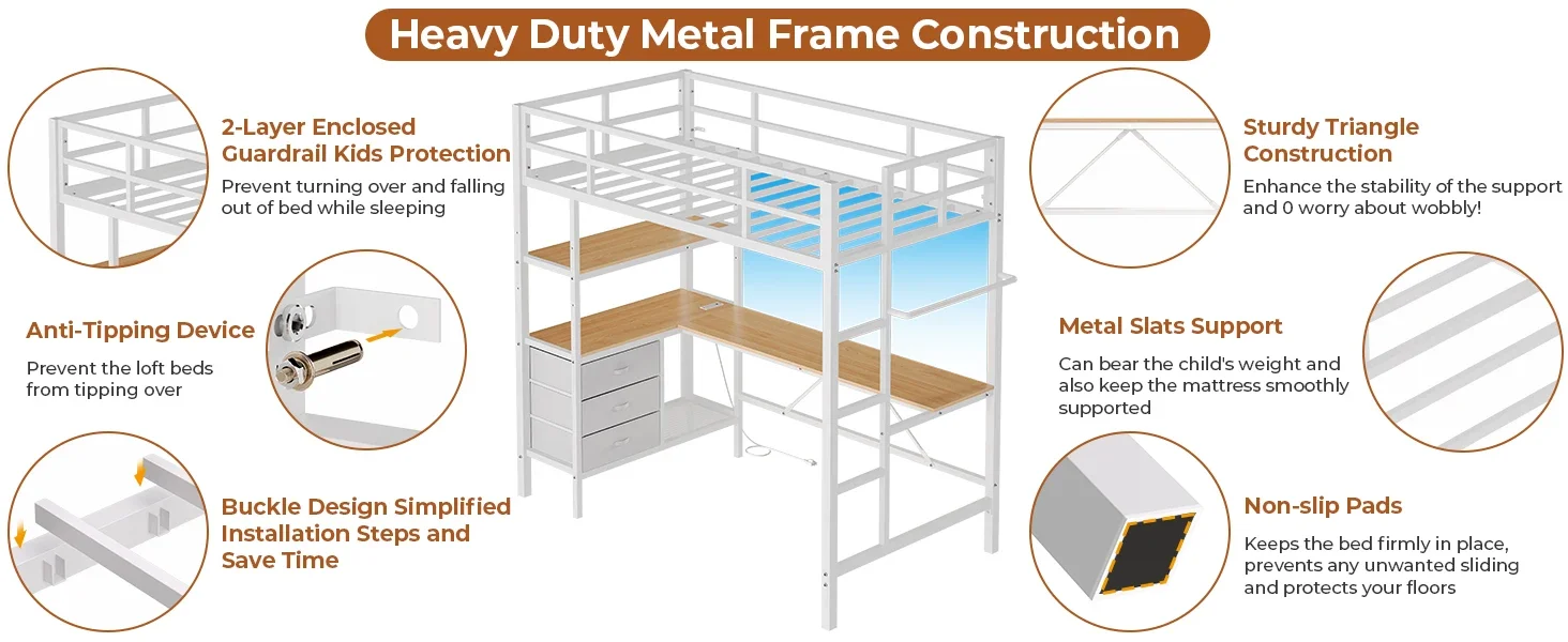 twin bed frame with desk