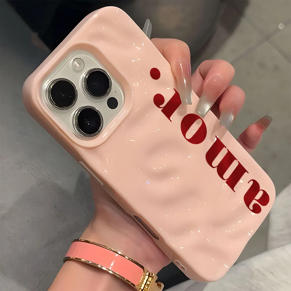 Minimalist Art Text Shockproof Wave Texture Phone Case
