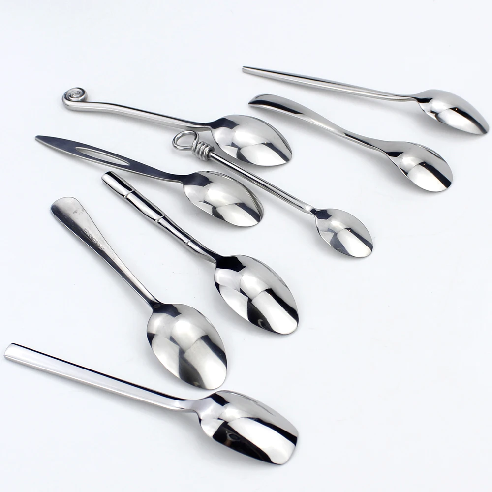 Tea Spoons Dessert Spoons Stainless Steel Mirror Polish Flavour Spoon Stirring Scoops Handy Utensils Silverware