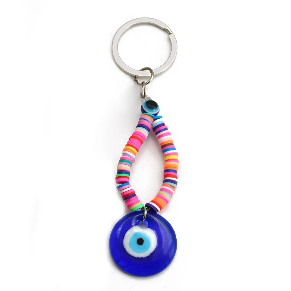Dinaauto Blue Fatima Hamsa Evil Eye Keychain – Protection Charm Pendant For Keys, Bag, Necklace